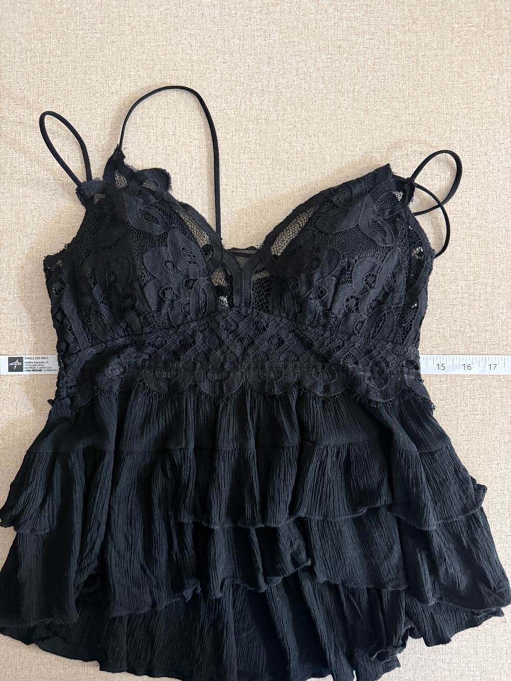 Zenana Outfitters Black Lace Tiered Spaghetti Strap Tank Top - Picture 5 of 7